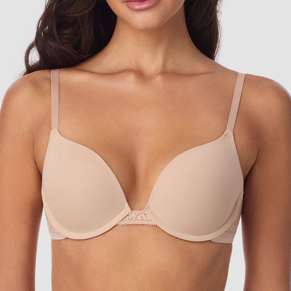 NWT On Gossamer Sleek Micro Lace Underwire Convertible Push Up Bra, Nude, 32A